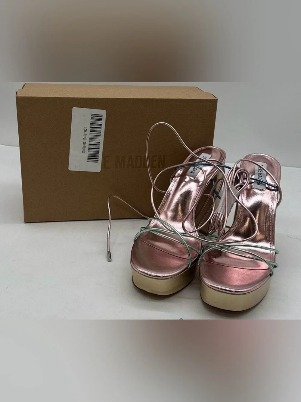 Steve Madden Multicolor Metallic Strappy Platform Heels